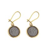 Phaistos Disc Dangle Earrings – Sterling Silver and Gold Plated - Image 3