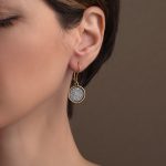Phaistos Disc Dangle Earrings – Sterling Silver and Gold Plated - Image 2