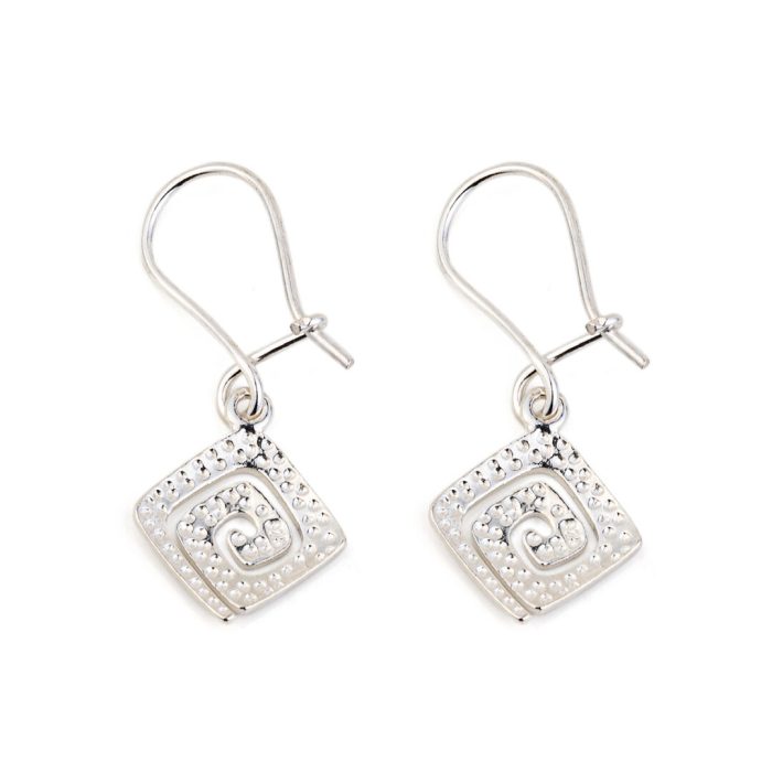Greek Key Drop Earrings – 925 Sterling Silver - Image 3