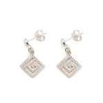 Greek Key Drop Earrings – Sterling Silver - Image 3