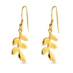 Olive Leaf Opal Earrings - Sterling Silver and Gold Plated - Image 3