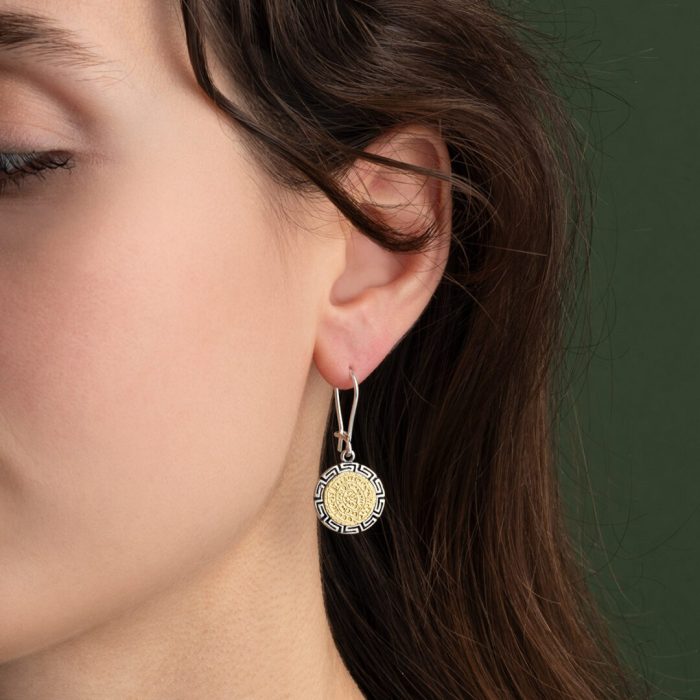 Phaistos Disc Double Earrings with Minoan Bees - Image 2