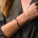 Cross Black Caoutchouc Bracelet  – 925 Sterling Silver and Gold Plated - Image 2