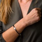 Cross Black Caoutchouc Bracelet  – 925 Sterling Silver - Image 2