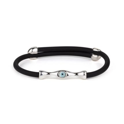 Evil Eye Caoutchouc Bracelet – 925 Sterling Silver