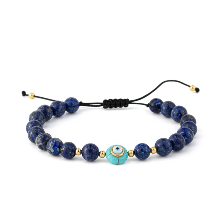 Evil Eye Bracelet with Lapis Lazuli – 925 Sterling Silver and Gold Plated - Image 1