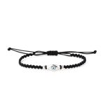 Evil Eye Black Macrame Bracelet – 925 Sterling Silver