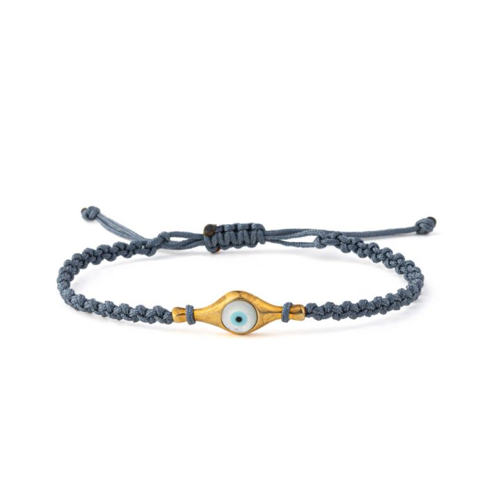 Βραχιόλι Macrame Γκρι Μάτι Φίλντισι - Ασήμι 925 Επιχρυσωμένο - Image 1