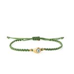 Βραχιόλι Πράσινο Ματάκι Macrame - Ασήμι 925 Επιχρυσωμένο