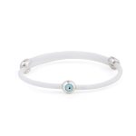 Round Evil Eye White Caoutchouc Bracelet