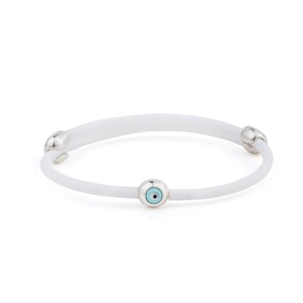 Round Evil Eye White Caoutchouc Bracelet