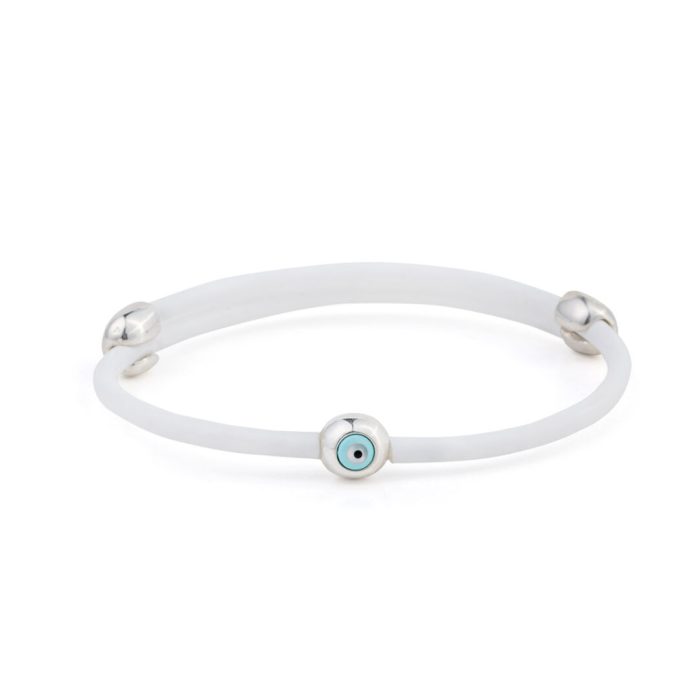 Round Evil Eye White Caoutchouc Bracelet