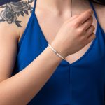 Round Evil Eye White Caoutchouc Bracelet – Sterling Silver - Image 2