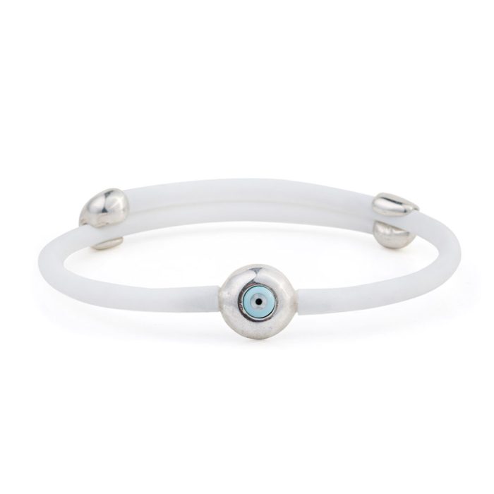 Round Eye White Caoutchouc Bracelet