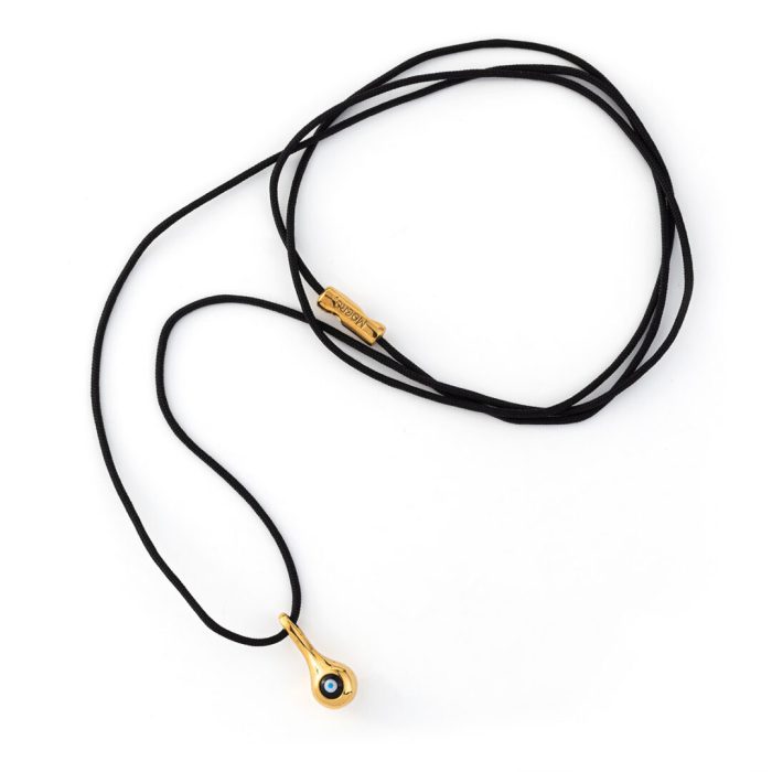 Evil Eye Cord Necklace – 925 Sterling Silver Gold Plated - Image 2
