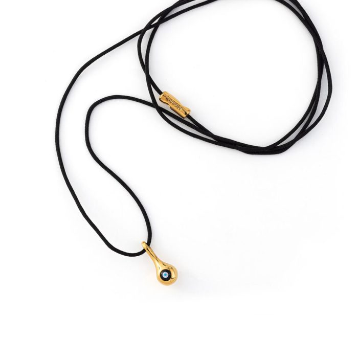 Evil Eye Cord Necklace – 925 Sterling Silver Gold Plated - Image 1