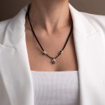 Black Cord Mati Necklace – Sterling Silver - Image 2