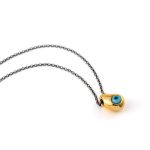 Tear Drop Evil Eye Sterling Silver Gold Plated Necklace - Image 2