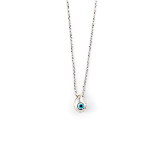 Teardrop Evil Eye Sterling Silver Necklace - Image 1