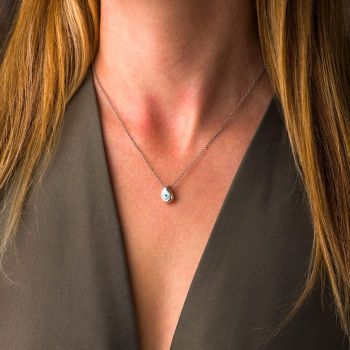 Teardrop Evil Eye Sterling Silver Necklace - Image 2