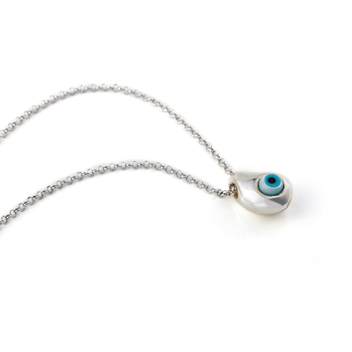 Teardrop Evil Eye Sterling Silver Necklace - Image 3