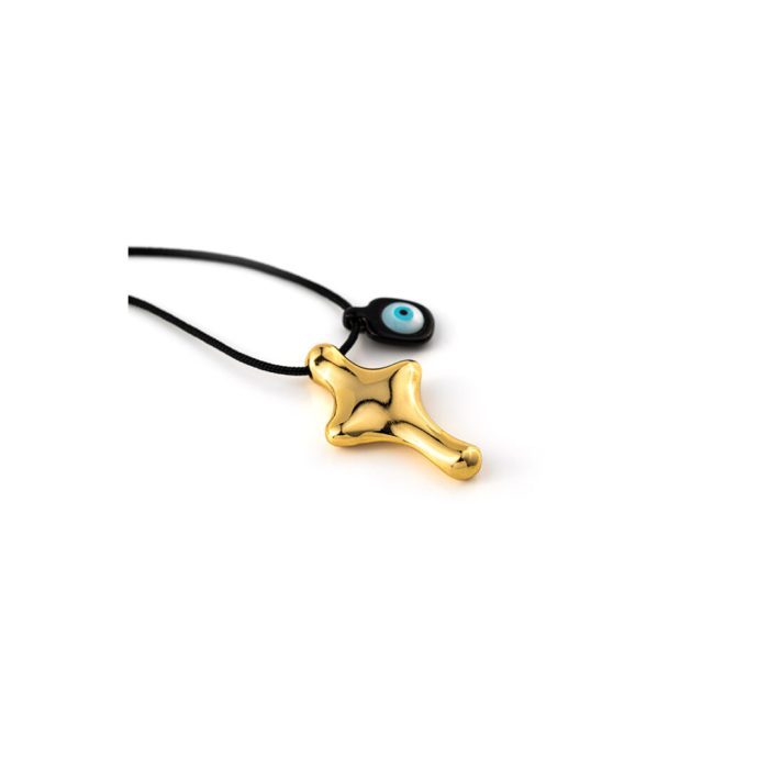 Sterling Silver Gold Plated Cross Necklace with Eye - Image 2