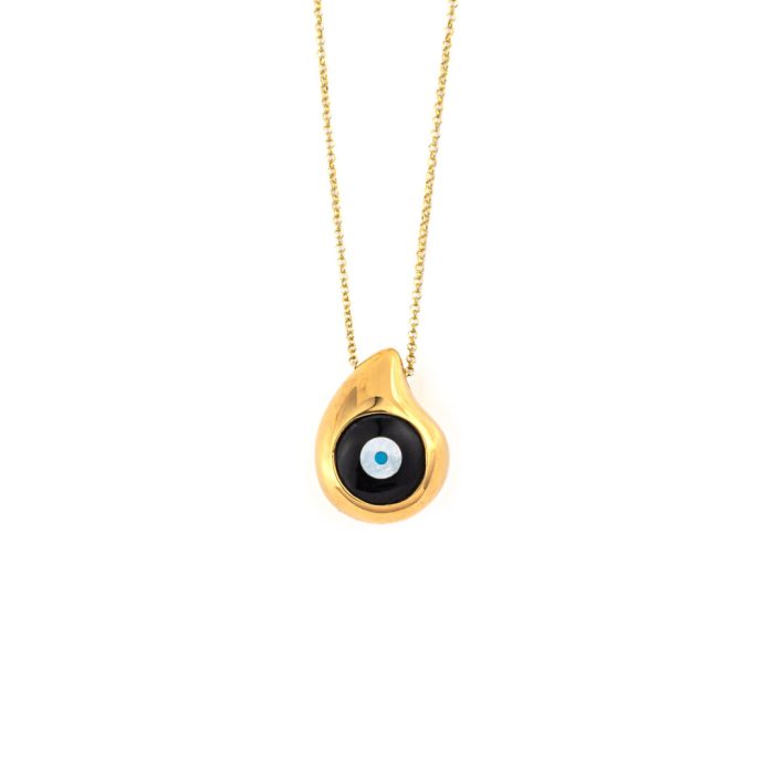 Sterling Silver Gold Plated Tear Drop - Evil Eye Necklace - Image 1