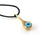 Black Cord Drop Eye Necklace - Sterling Silver and Gold plated - Image 2