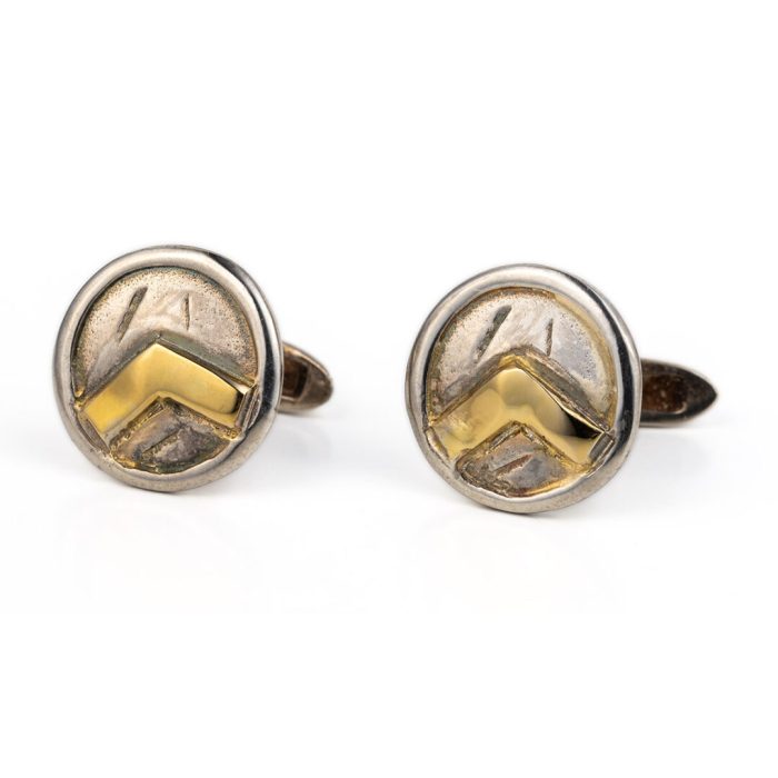 Spartan Shield Cufflinks - 14k Gold and Sterling Silver - Image 1