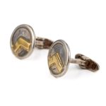 Spartan Shield Cufflinks - 14k Gold and Sterling Silver - Image 3