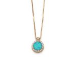 Blue Opal Necklace with Zircon - 14k Gold