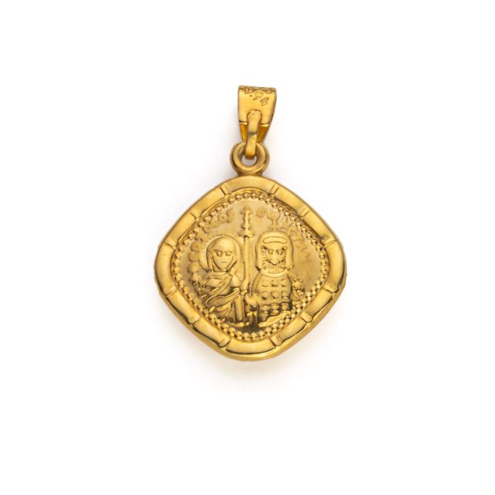 Konstantinato Rhombus Pendant with Evil Eye – 9K Gold - Image 3