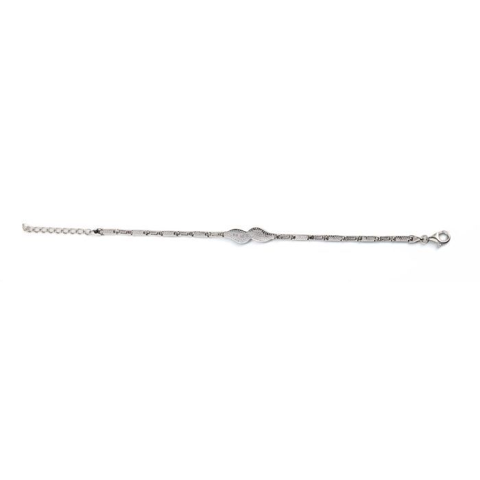 Olive Leaf Link Bracelet - 925 Sterling Silver with Blue Opal - Image 3