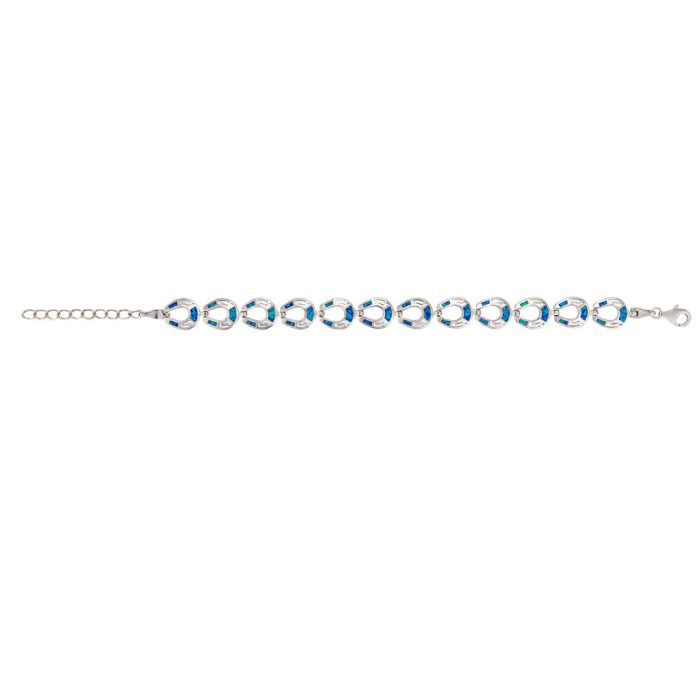 Greek Key Blue Opal Bracelet – 925 Sterling Silver - Image 2