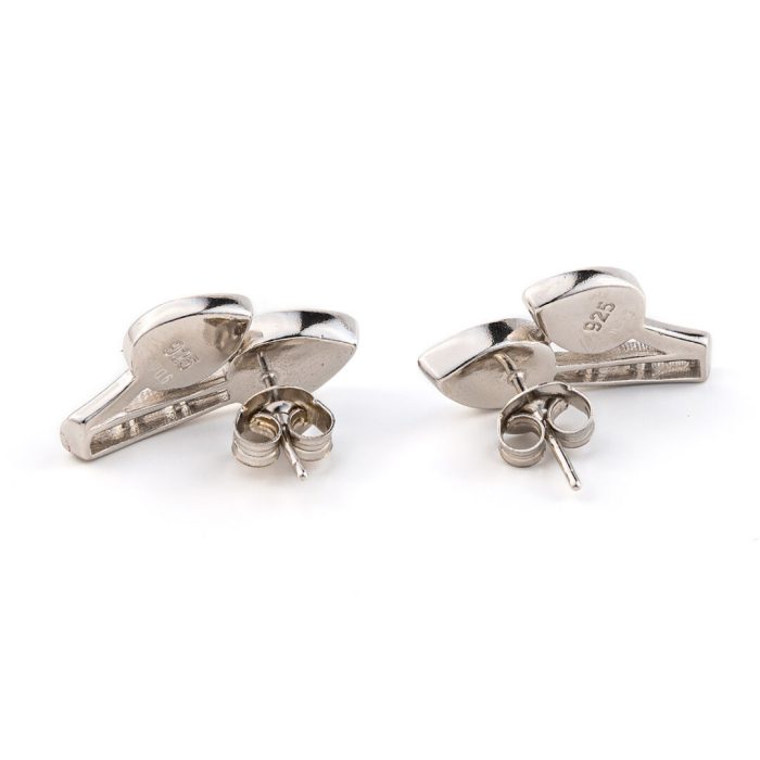 Leaf Stud Earrings – 925 Sterling Silver with Opal - Image 3