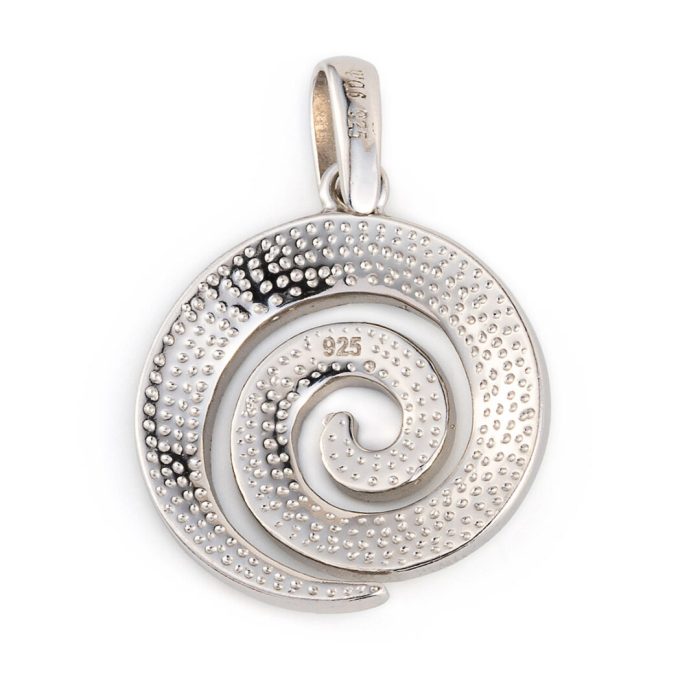 Spiral Pendant - Sterling Silver with White Opal - Image 3