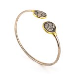 Double Goddess Athena Coin Hinge Bracelet – 14K Gold and Sterling Silver - Image 2