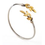 Olive Leaves Hinge Bracelet - 14K Gold and 925 Sterling Silver - Image 2