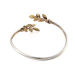 Olive Leaves Hinge Bracelet - 14K Gold and 925 Sterling Silver - Image 4