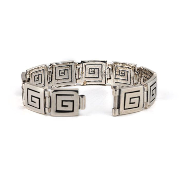 Greek Key Meander Link Bracelet – 925 Sterling Silver - Image 2
