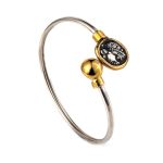 Goddess Athena Coin Hinge Bracelet – 14K Gold and Sterling Silver - Image 3