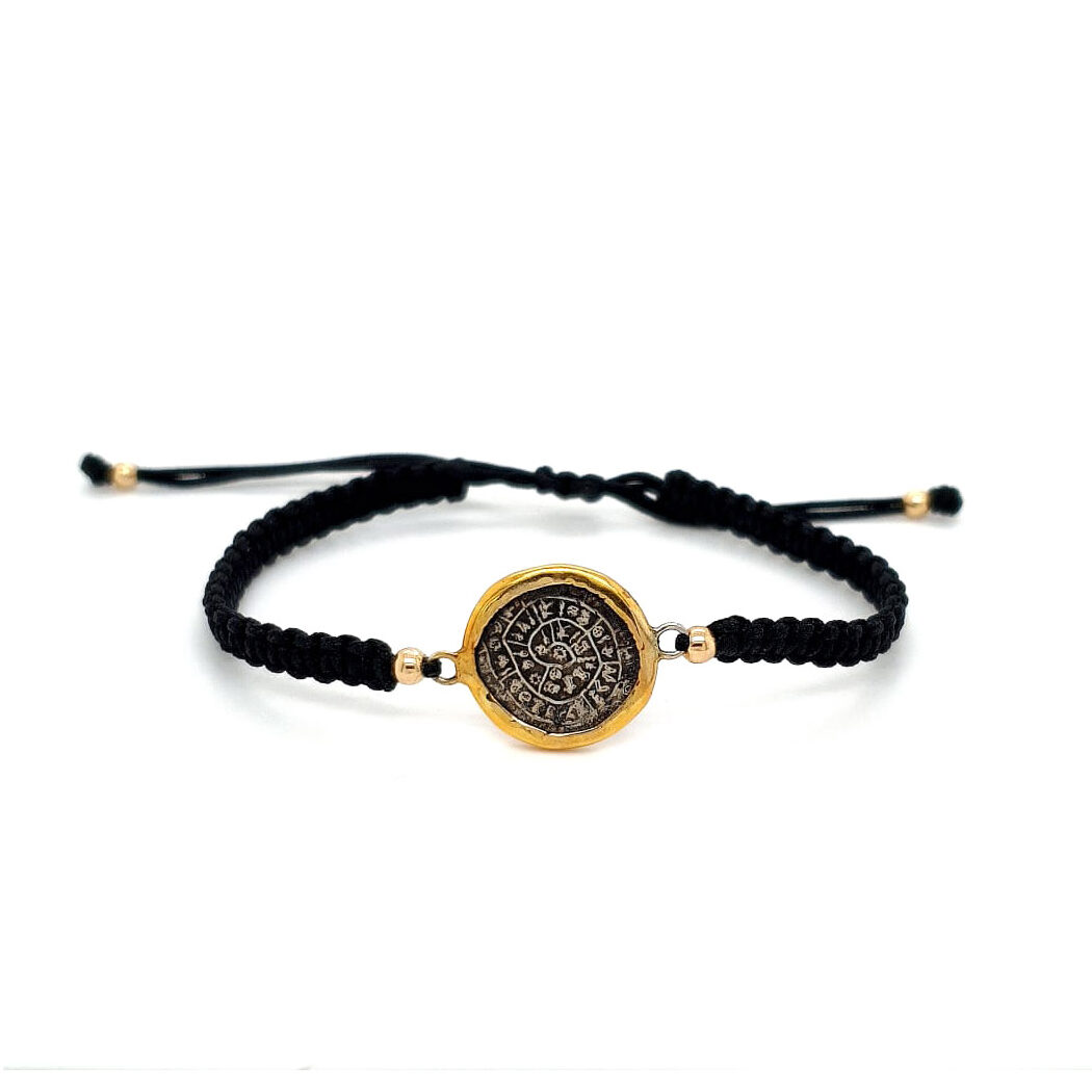 OW-B-05772027 Phaistos Disc Macrame Bracelet - 14K Gold and 925 Sterling Silver - Image 1