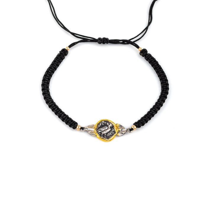 Goddess Athena Coin Macrame Bracelet – 14K Gold and 925 Sterling Silver - Image 2