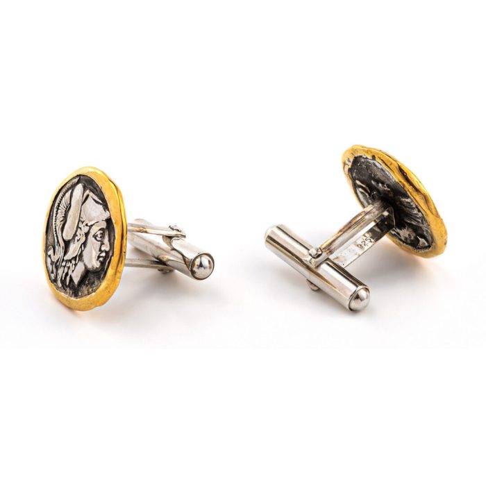 Athena Chalinitis Coin Cufflinks – 14K Gold and 925 Sterling Silver - Image 2