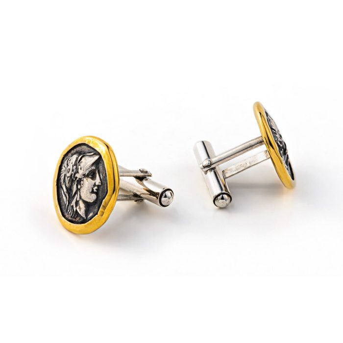 Athena Chalinitis Coin Cufflinks – 14K Gold and 925 Sterling Silver - Image 3