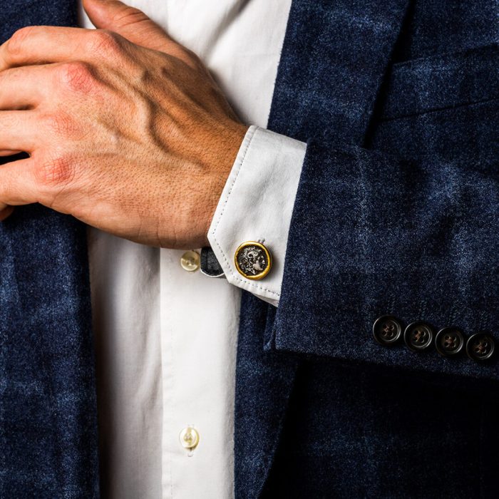 Alexander the Great Cufflinks - 14k Gold and Sterling Silver - Image 2