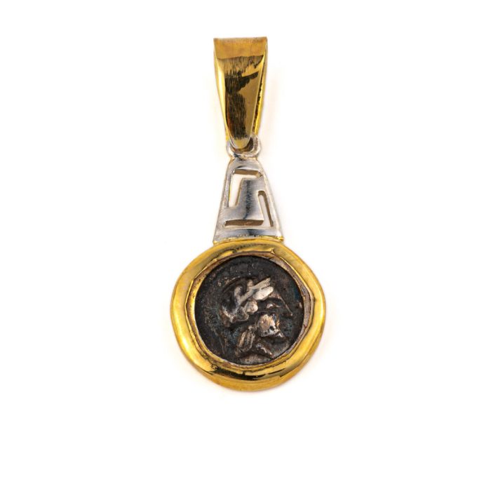 Goddess Athena Pendant - 14K Gold and 925 Sterling Silver - Image 3