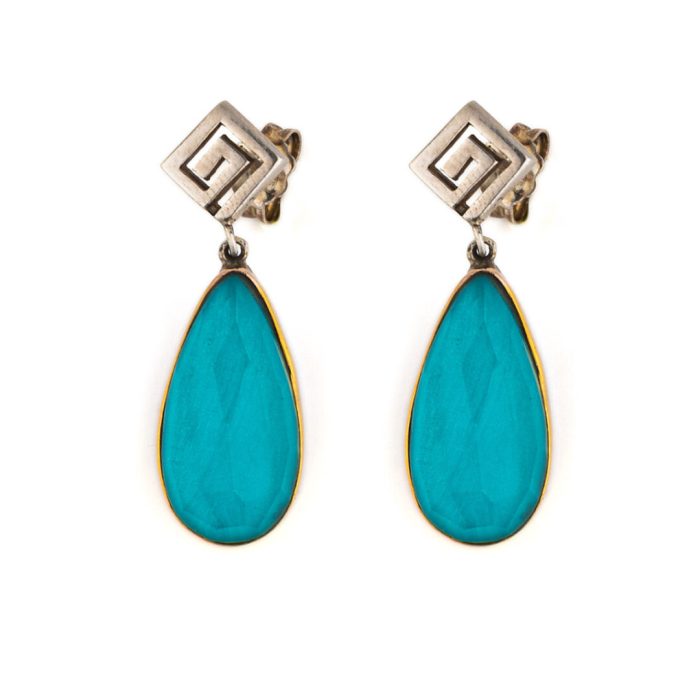 Amazonite Dangle Earrings – 18K Gold and Sterling Silver - Image 1