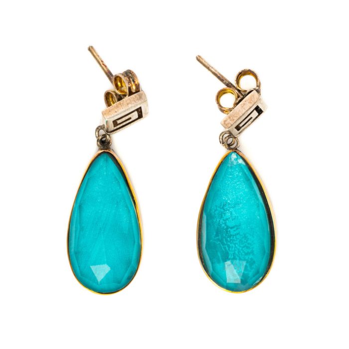 Amazonite Dangle Earrings – 18K Gold and Sterling Silver - Image 3