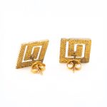 14k Gold Greek Key Meander Stud Earrings - Image 3